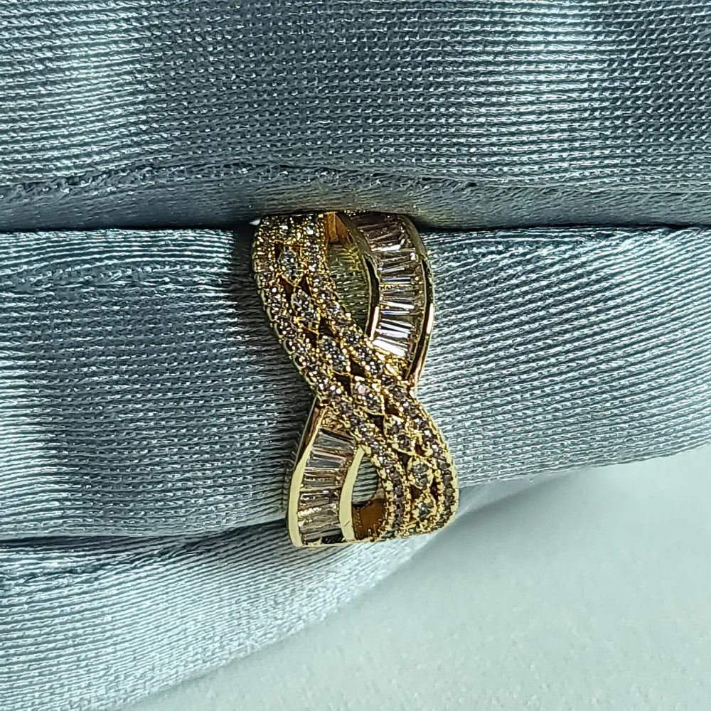 Golden Infinity Ring with Crystal Accents