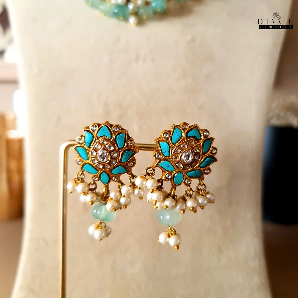 Regal Turquoise & Pearl Bridal Firoza Choker Necklace Set | Indian Royal Bridal Jewelry | Meenakari Wedding Necklace & Earrings