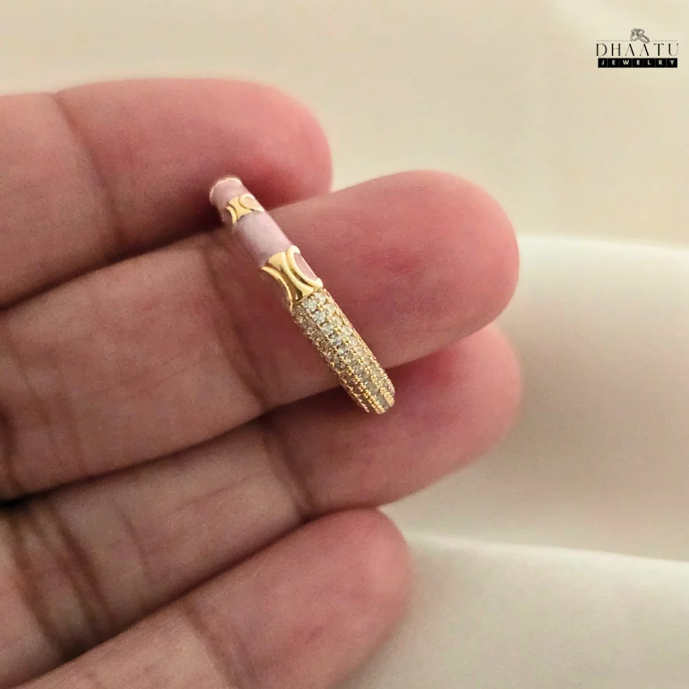 Pave CZ & Enamel Adjustable Band Ring