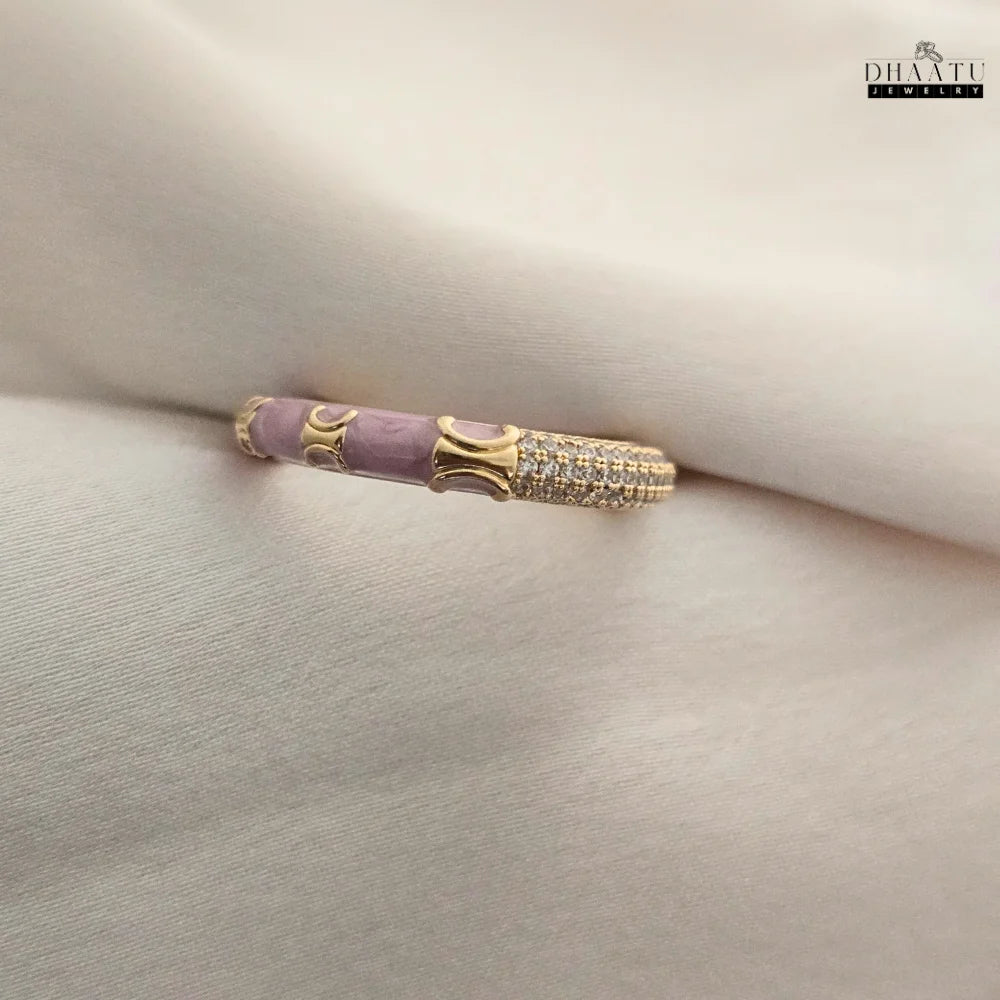 Pave CZ & Enamel Adjustable Band Ring