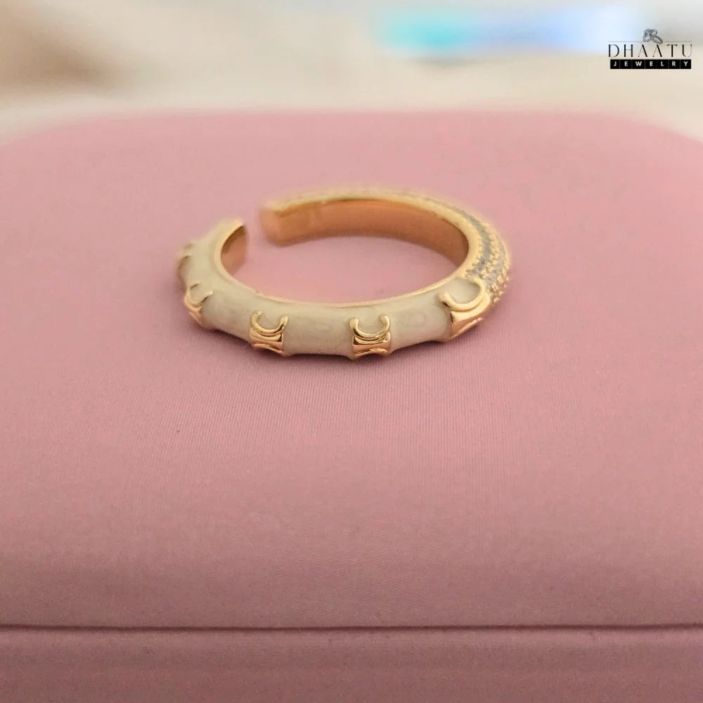Pave CZ & Enamel Adjustable Band Ring