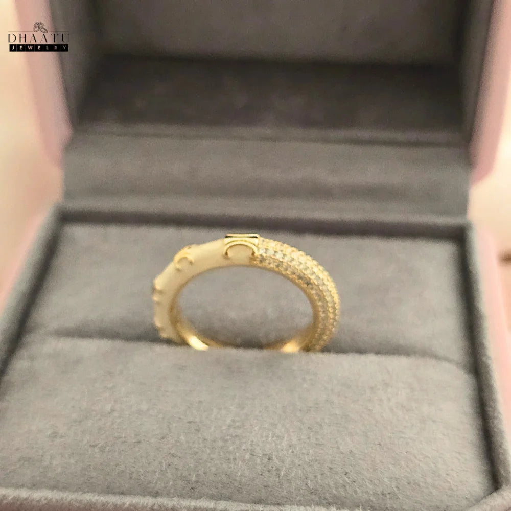 Pave CZ & Enamel Adjustable Band Ring