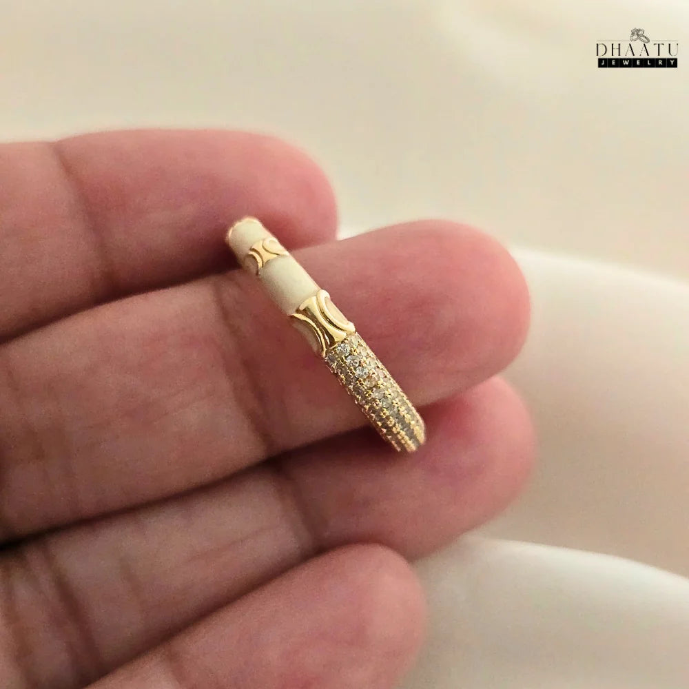 Pave CZ & Enamel Adjustable Band Ring