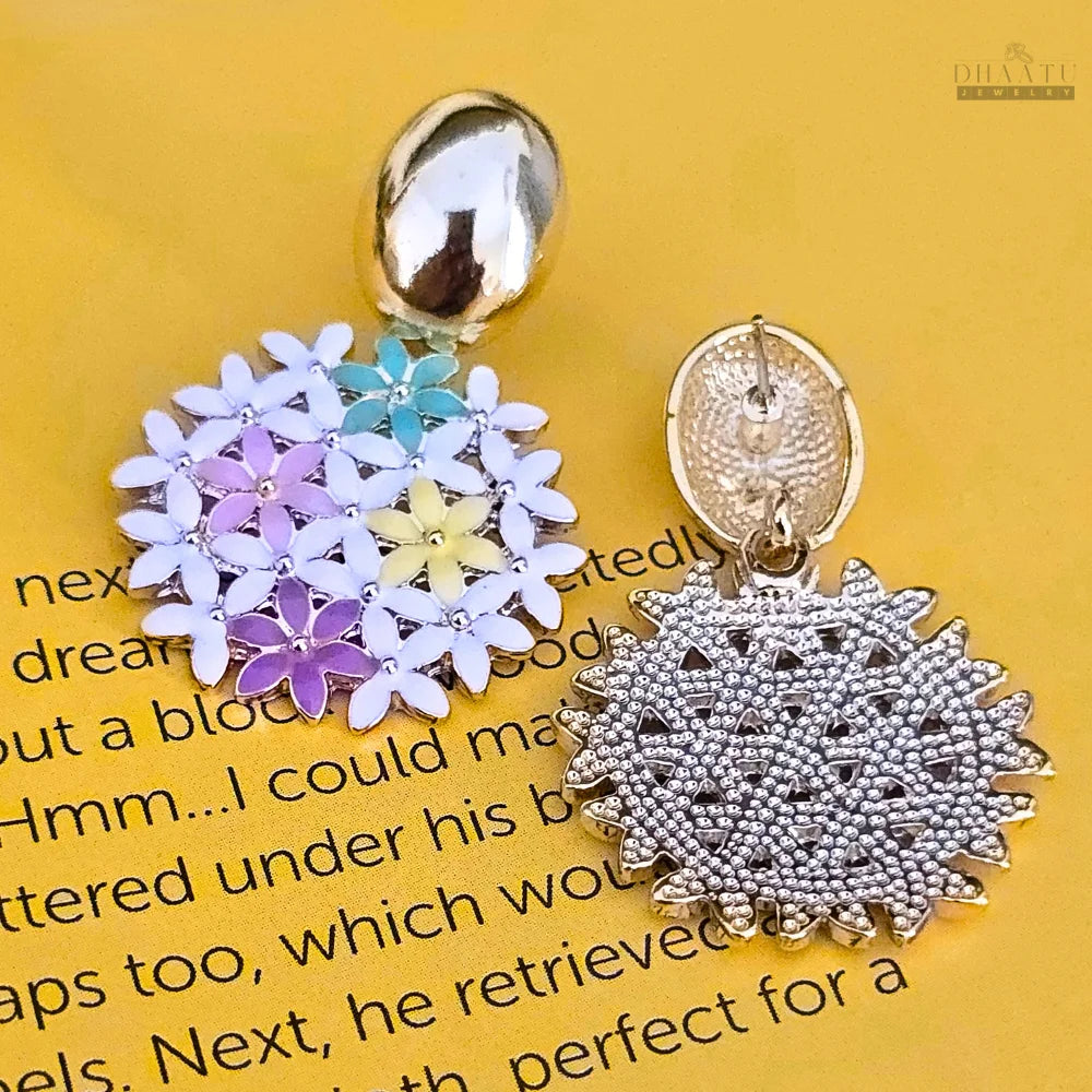 Pastel Floral Drop Earrings - Multicolor Blossom
