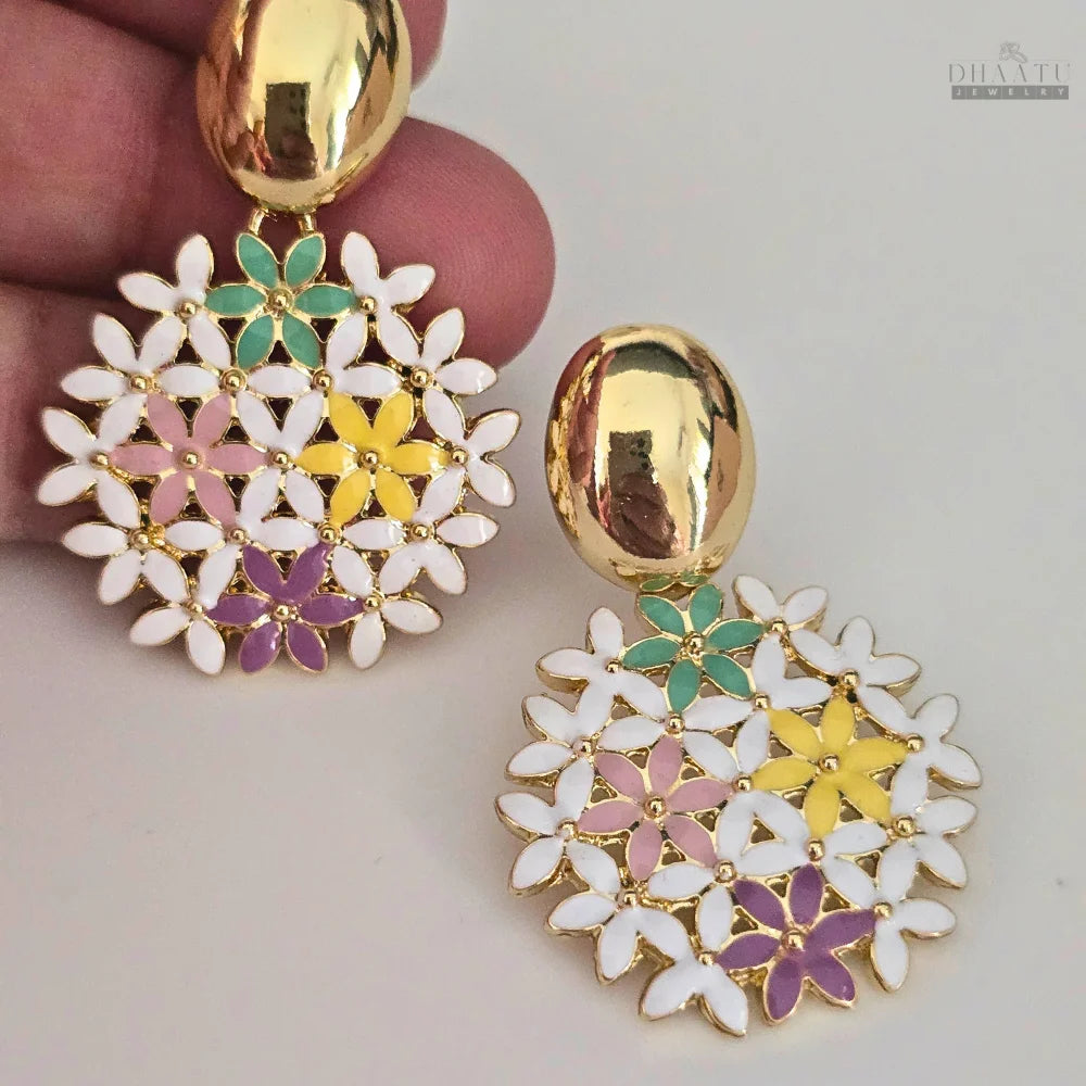 Pastel Floral Drop Earrings - Multicolor Blossom