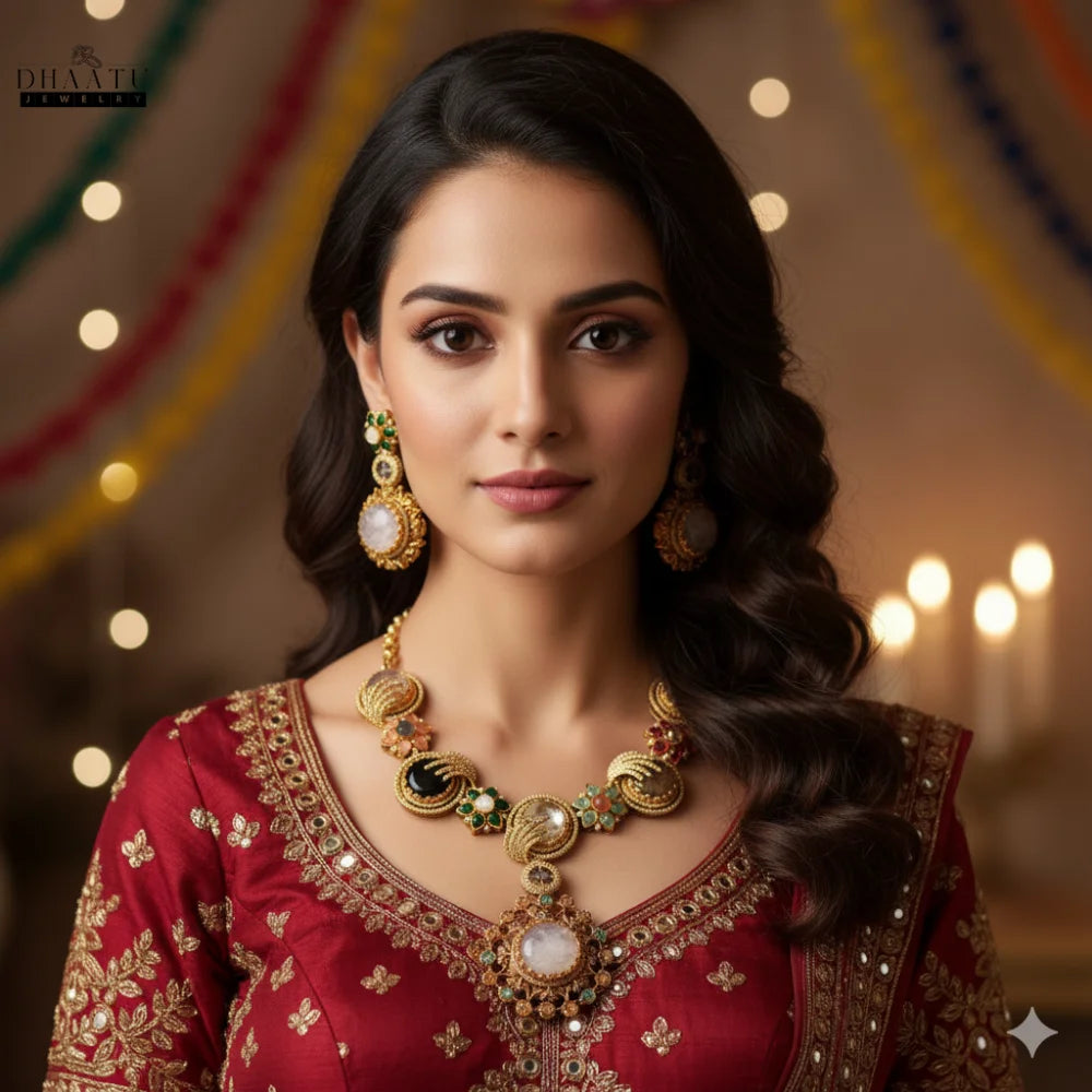 Dhaatu Rivaayat Collection - "Ruhani" Statement Necklace Set
