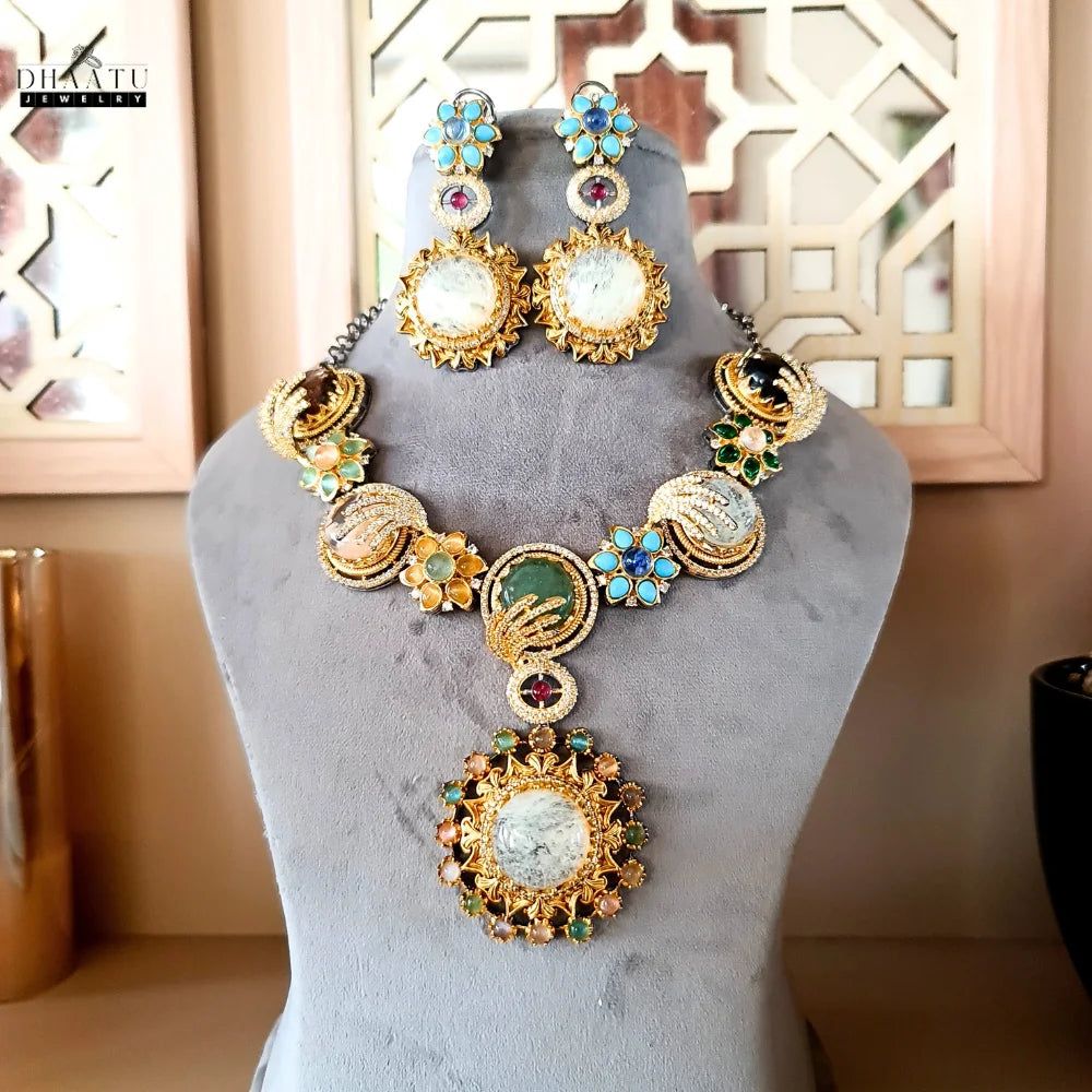 Dhaatu Rivaayat Collection - "Ruhani" Statement Necklace Set