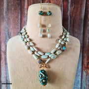 Elegant Seafoam Green Gemstone Necklace & Earrings