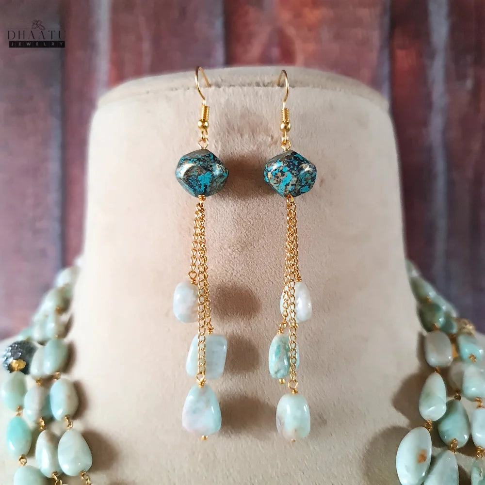 Elegant Seafoam Green Gemstone Necklace & Earrings