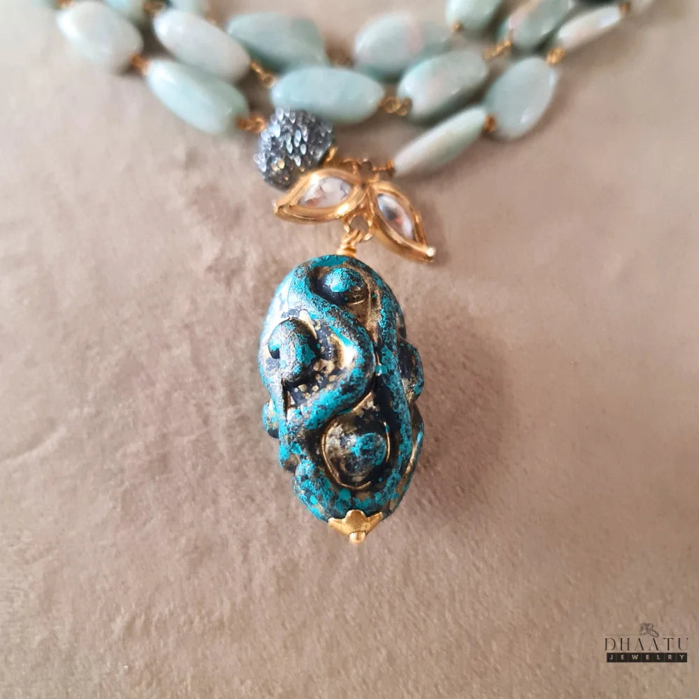 Elegant Seafoam Green Gemstone Necklace & Earrings
