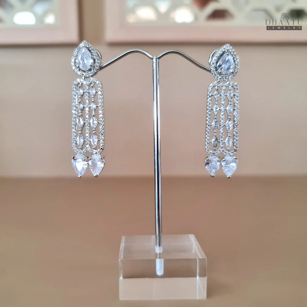 Elegant Silver-Tone CZ Choker Set