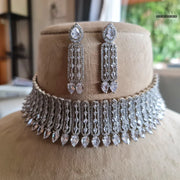 Elegant Silver-Tone CZ Choker Set