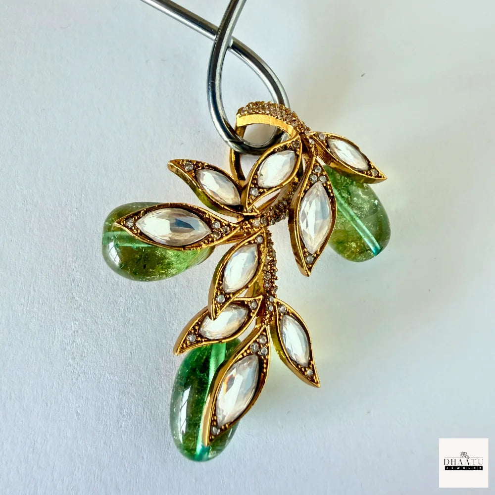 Handcrafted Kundan Leaf Motif Hasli Torque Necklace & Earring Set – 6 Colors