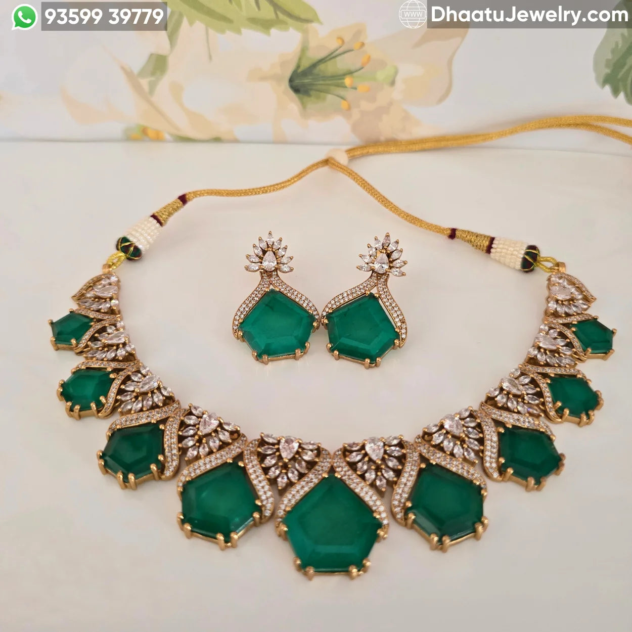 Pentagon Stone Kundan Polki Choker Set with Marquise Detailing