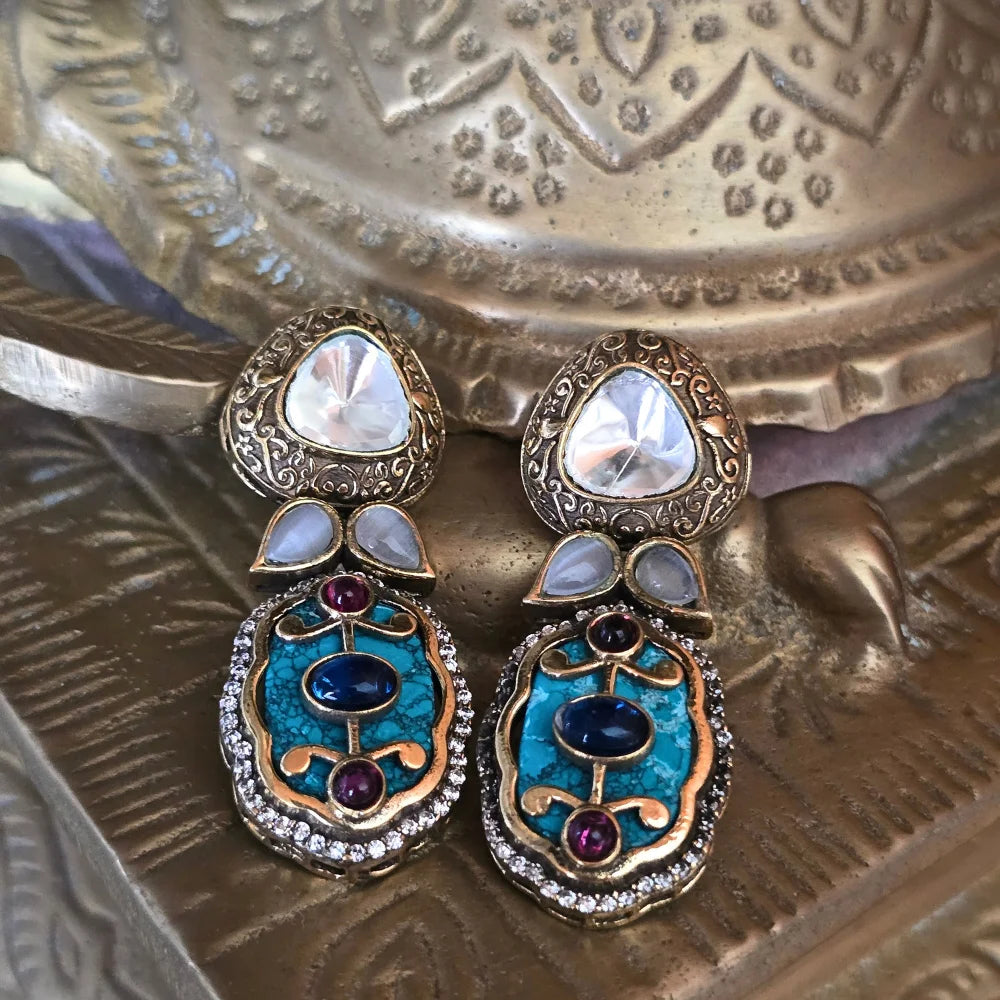 Exquisite Jadau Polki Style Choker Necklace & Earring Set - Traditional Indian Jewelry