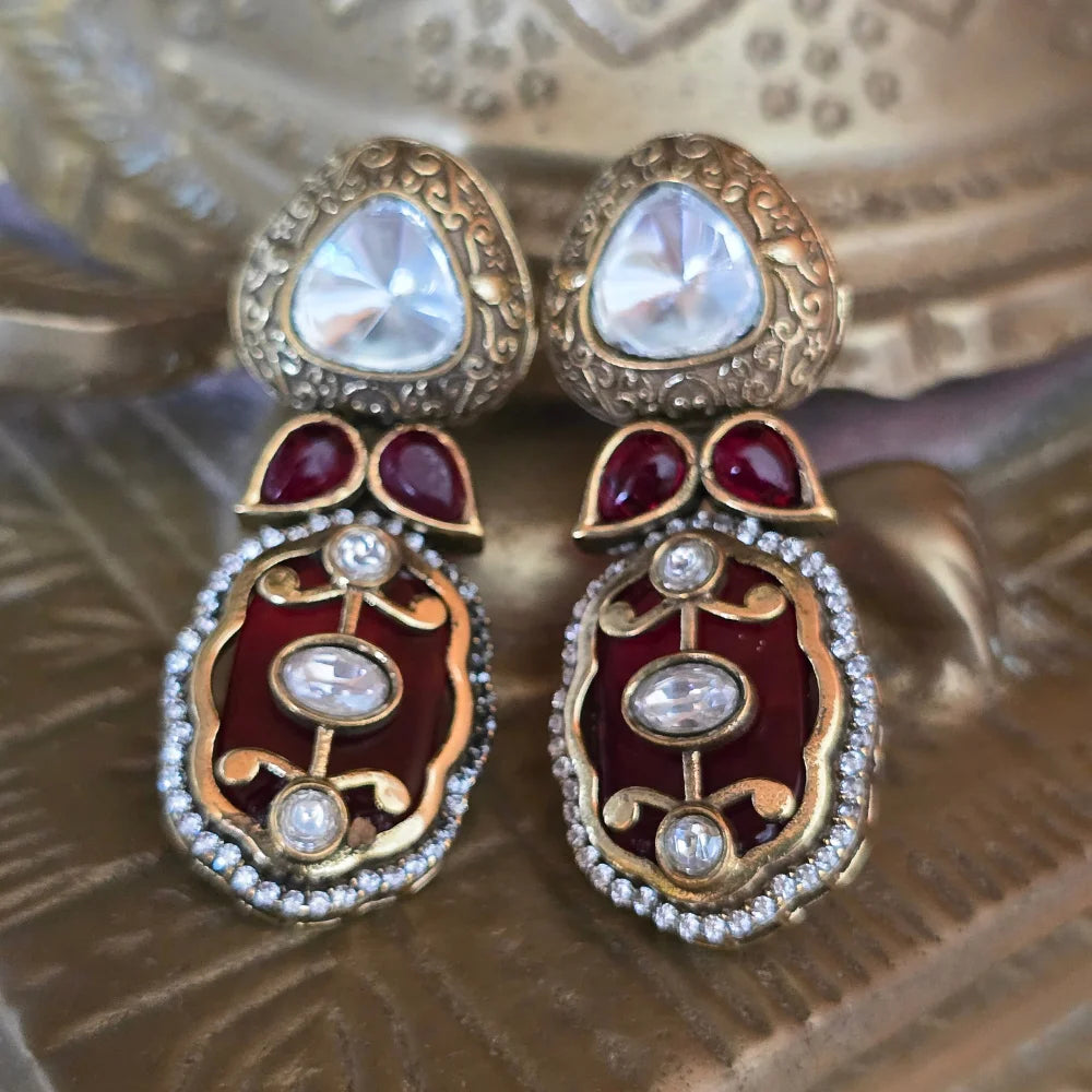 Exquisite Jadau Polki Style Choker Necklace & Earring Set - Traditional Indian Jewelry