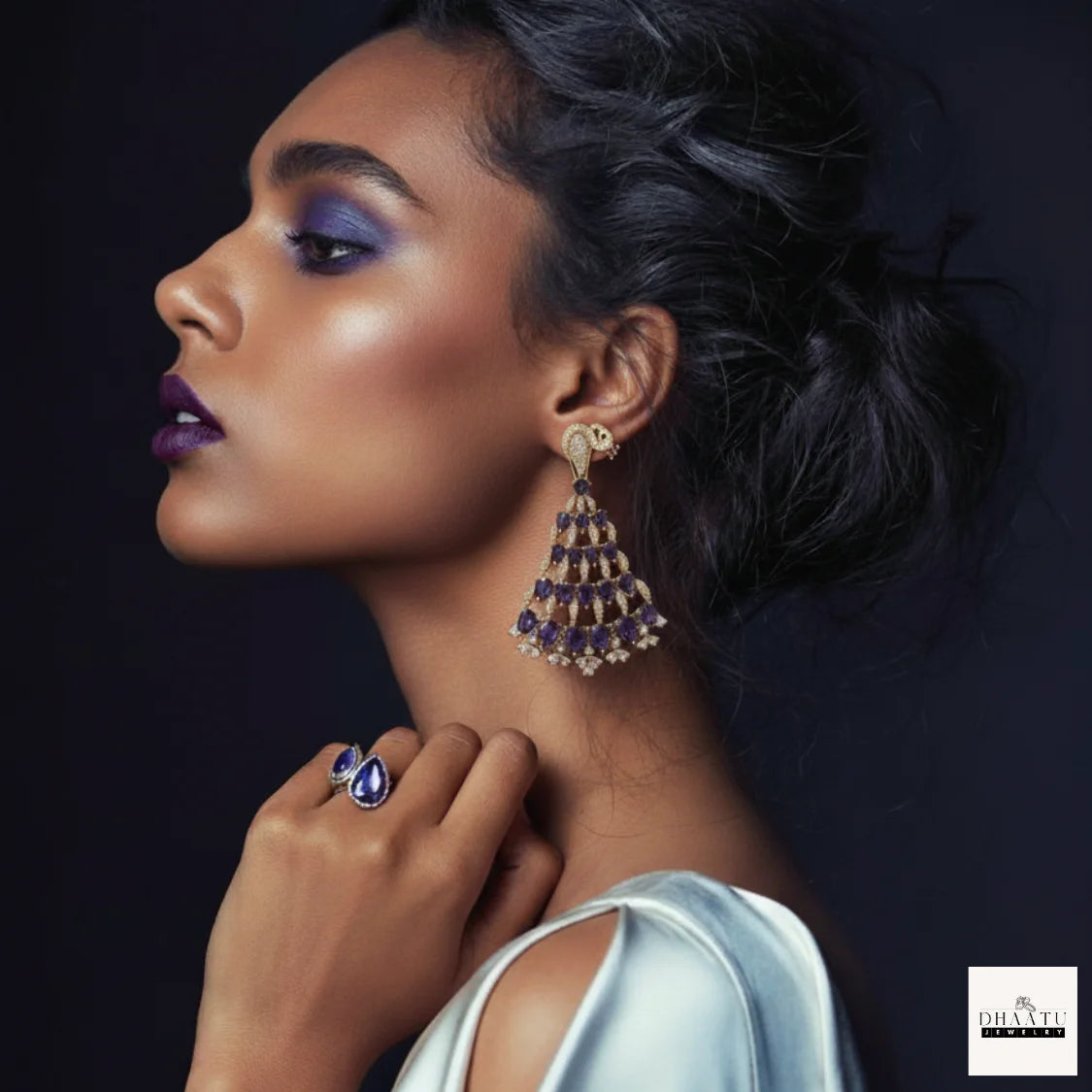 Regal Peacock Motif Zircon Chandelier Earrings - Antique Gold | Cubic Zirconia Statement Jewelry