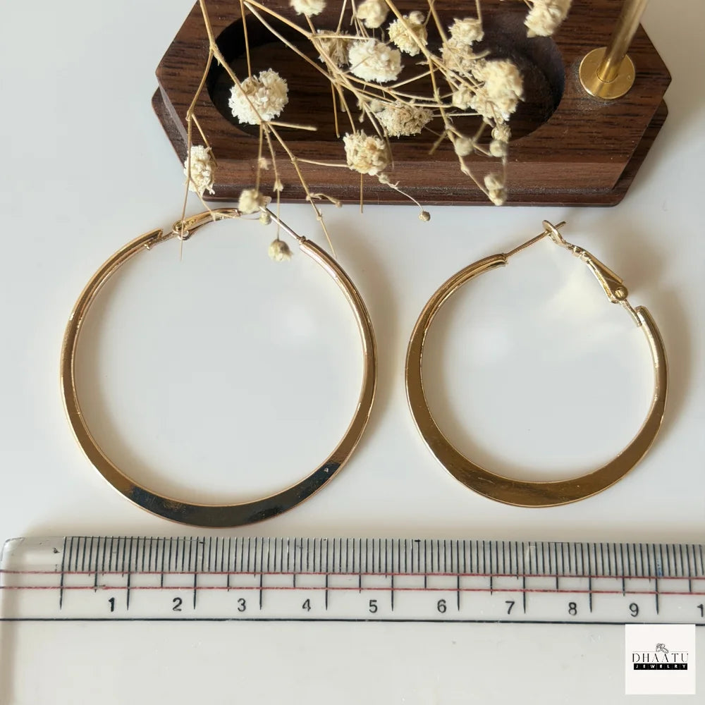Dhaatu Classic Anti-Tarnish Tube Hoop Earrings | Gold & Silver (3.5cm & 4.5cm)