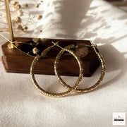 Textured Diamond-Cut Hoop Earrings | Anti-Tarnish & Hypoallergenic Gold/Silver Plated Finish