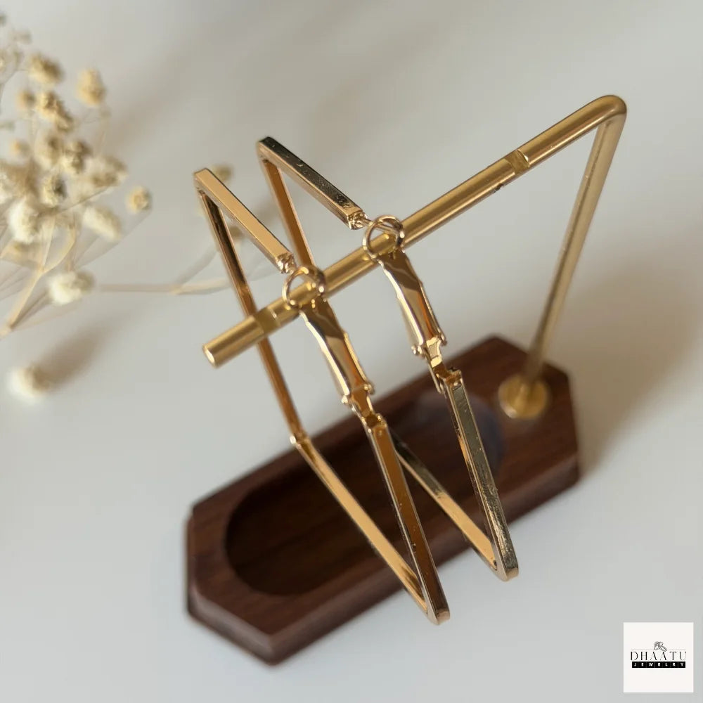 Modern Geometric Square Hoop Earrings (Anti tarnish) – Minimalist Gold & Silver Tone Statement Jewelry