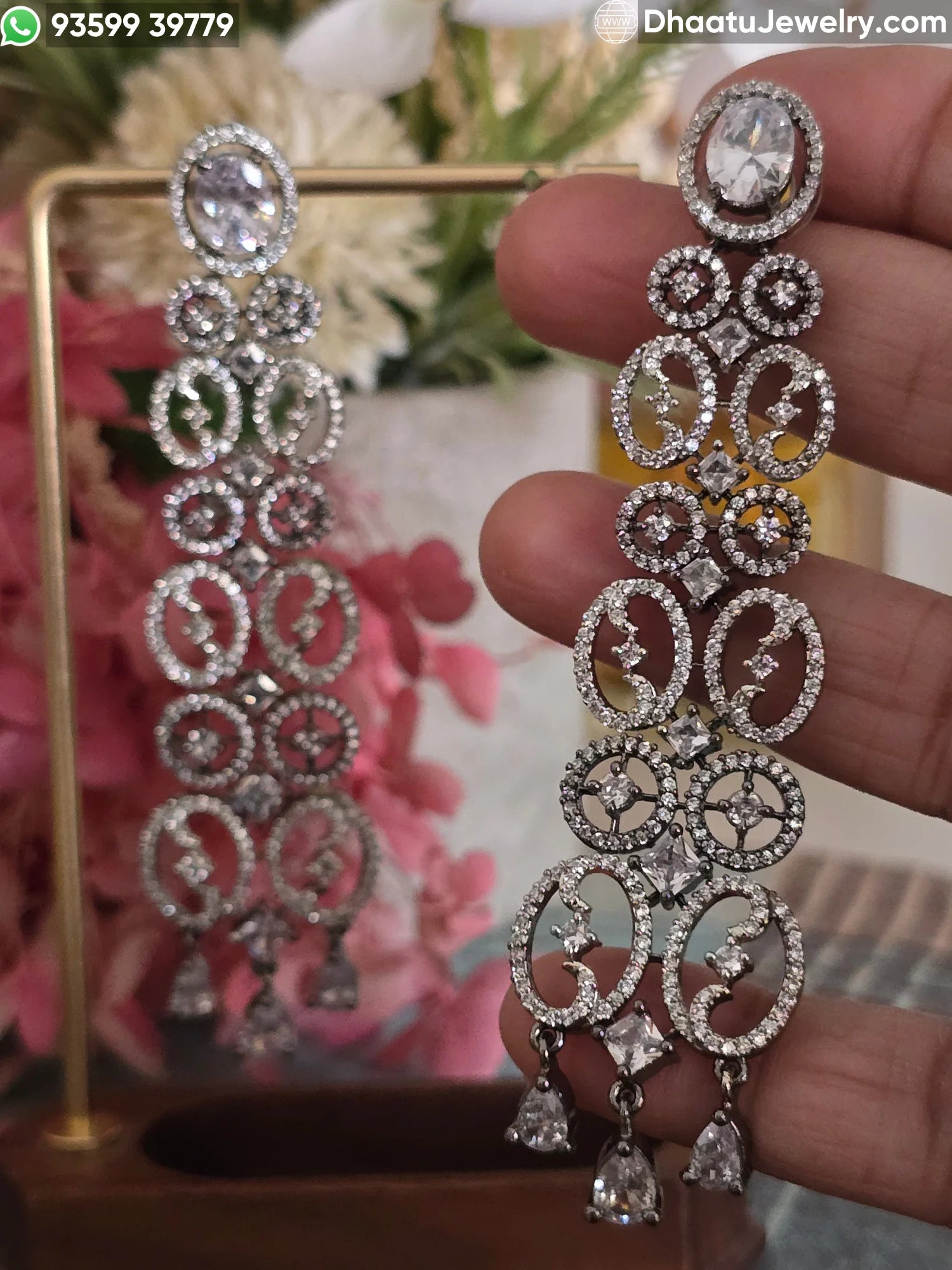 Handcrafted Moissanite & Doublet Chandelier Earrings in Silver Plating