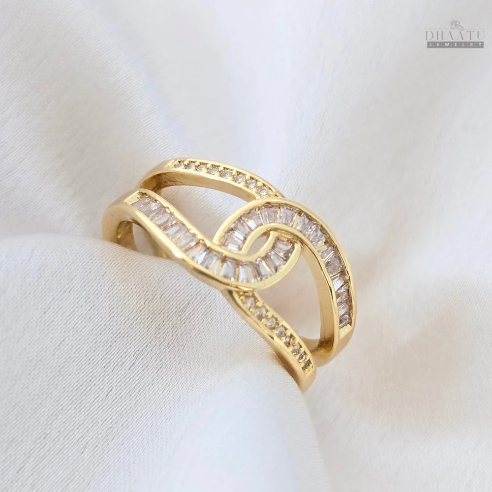 Intertwined Baguette Crystal Open Ring
