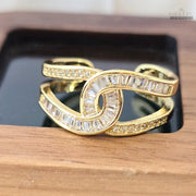 Intertwined Baguette Crystal Open Ring