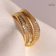 Pavé and Baguette Multi-Band Crystal Fashion Ring