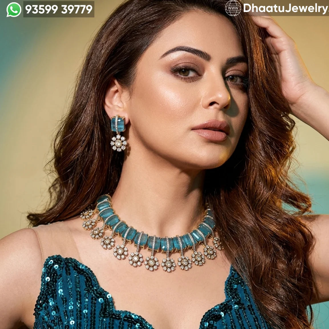 Handcrafted Kundan & Moissanite Choker Necklace Set with Emerald & Ruby Monalisa Stones