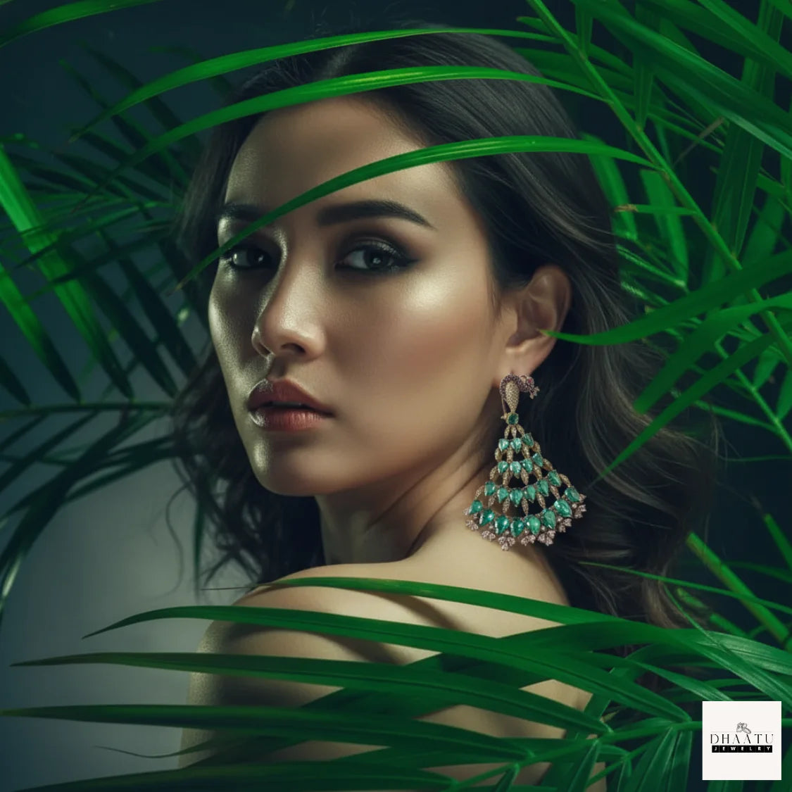 Regal Peacock Motif Zircon Chandelier Earrings - Antique Gold | Cubic Zirconia Statement Jewelry