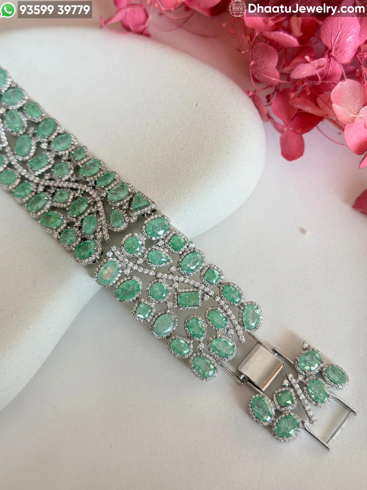 Multicolor Crystal Oval-Cut Statement Bracelet - 18cm to 21cm Extendable - Available in Pastel Pink, Emerald Green, Sapphire Blue, and Rainbow Mix