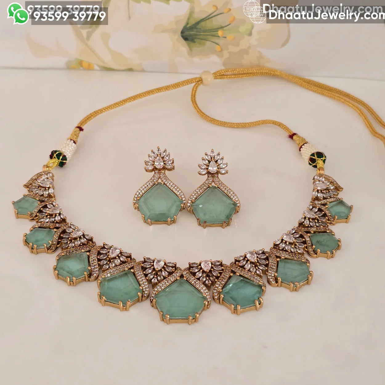 Pentagon Stone Kundan Polki Choker Set with Marquise Detailing