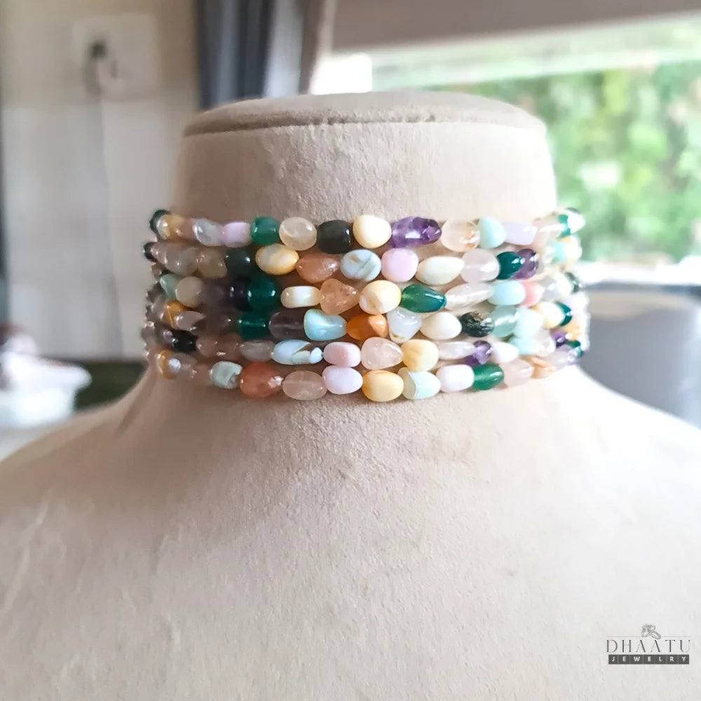 Dhaatu Multi-Color Natural Stone Beaded Choker Necklace