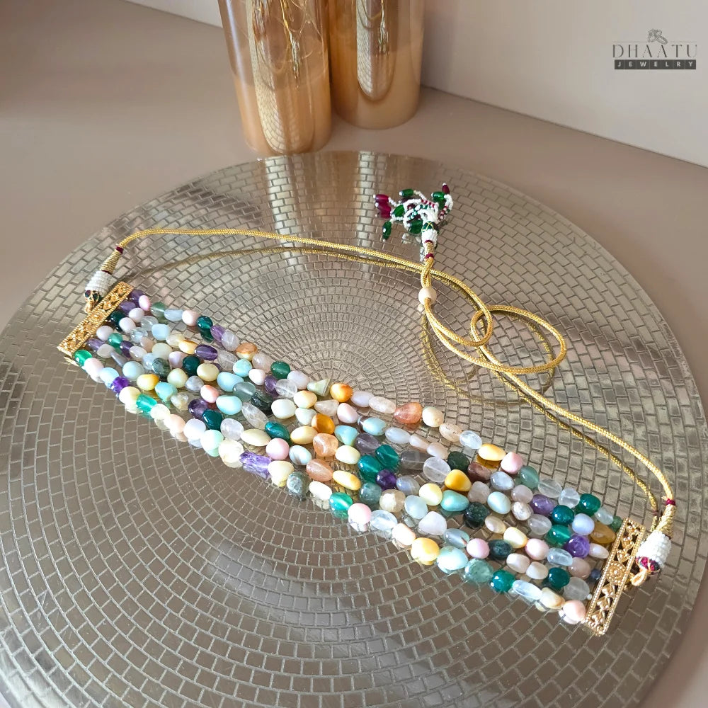 Dhaatu Multi-Color Natural Stone Beaded Choker Necklace