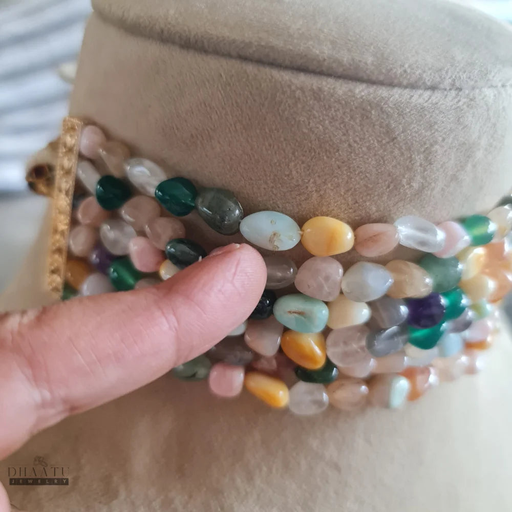 Dhaatu Multi-Color Natural Stone Beaded Choker Necklace