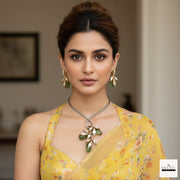 Handcrafted Kundan Leaf Motif Hasli Torque Necklace & Earring Set – 6 Colors