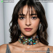 Multicolor Mixed Natural Semi-Precious Gemstone 6-Layer Choker Necklace | 4.5cm Wide Handcrafted Tumble Stone Bead Jewelry
