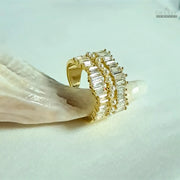 Baguette Crystal & Pearl Statement Ring