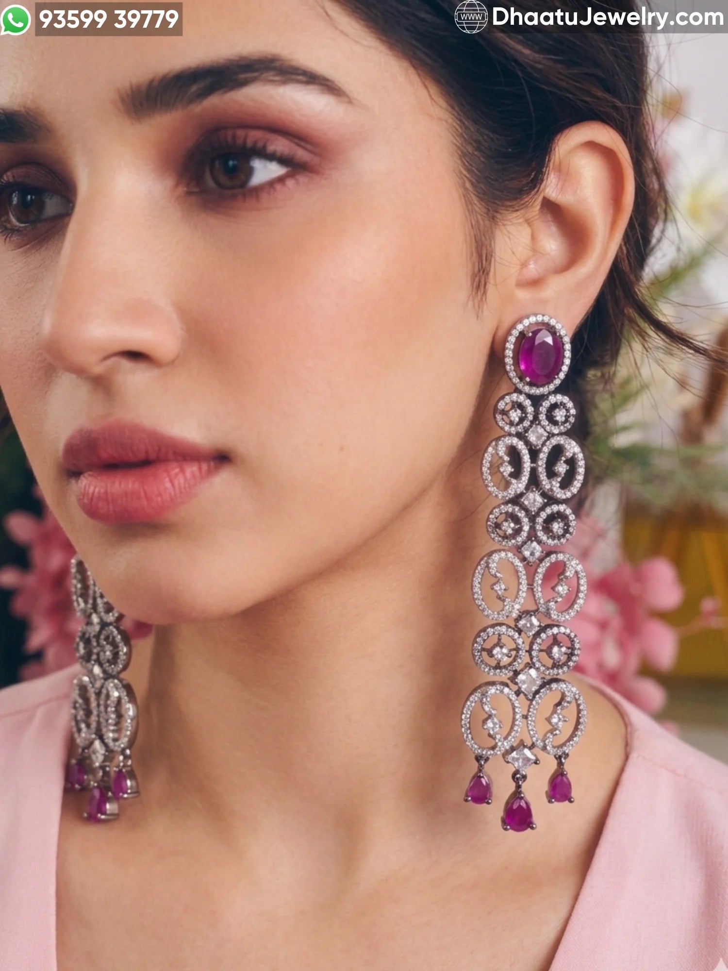 Handcrafted Moissanite & Doublet Chandelier Earrings in Silver Plating