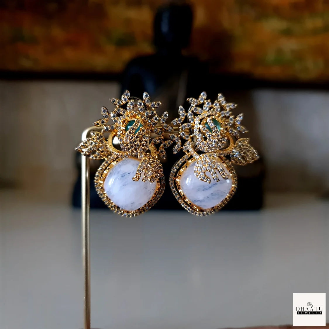 Rivaayat Collection CZ & Gemstone Statement Stud Earrings