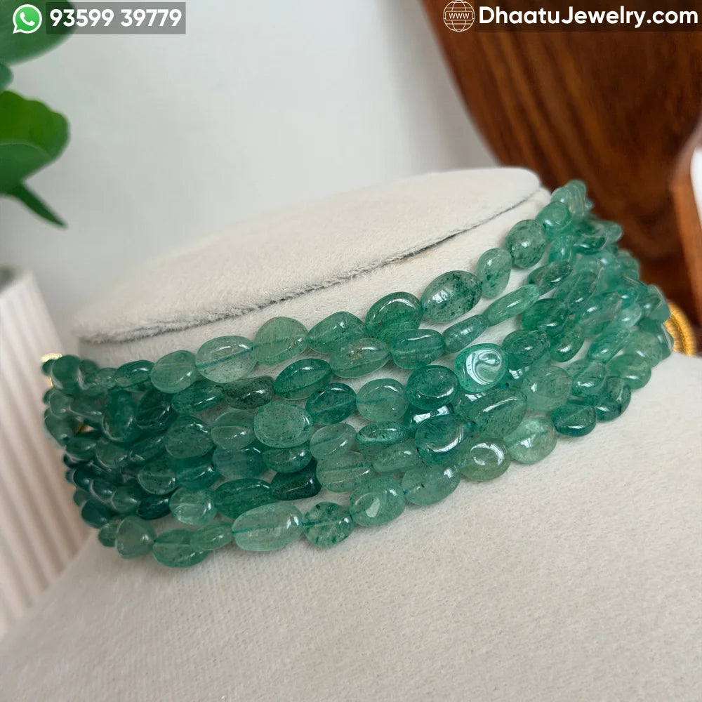 Natural Green Aventurine 6-Layer Beaded Choker Necklace - Handcrafted 23cm Statement Jewelry