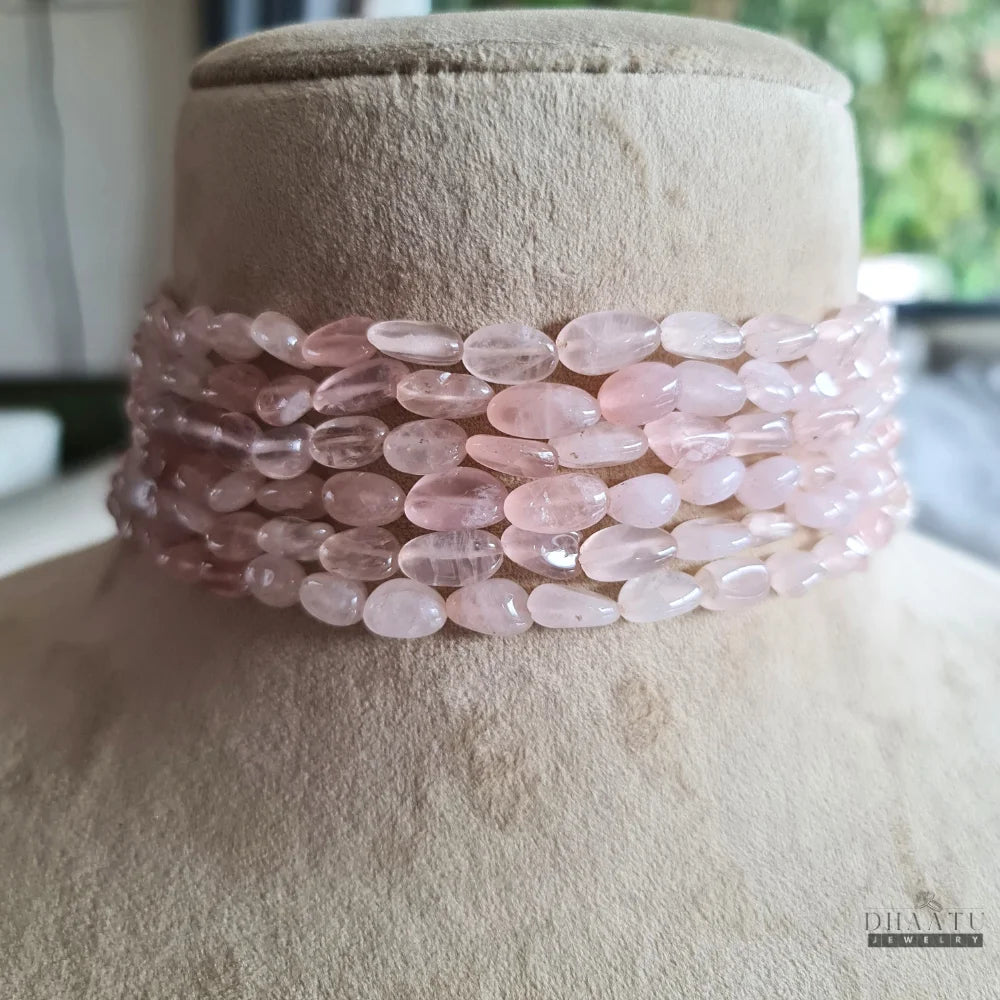 Dhaatu Multi-Strand Rose Quartz Choker Necklace