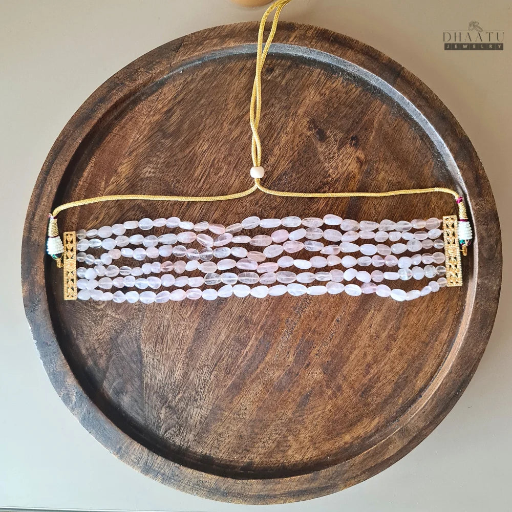 Dhaatu Multi-Strand Rose Quartz Choker Necklace