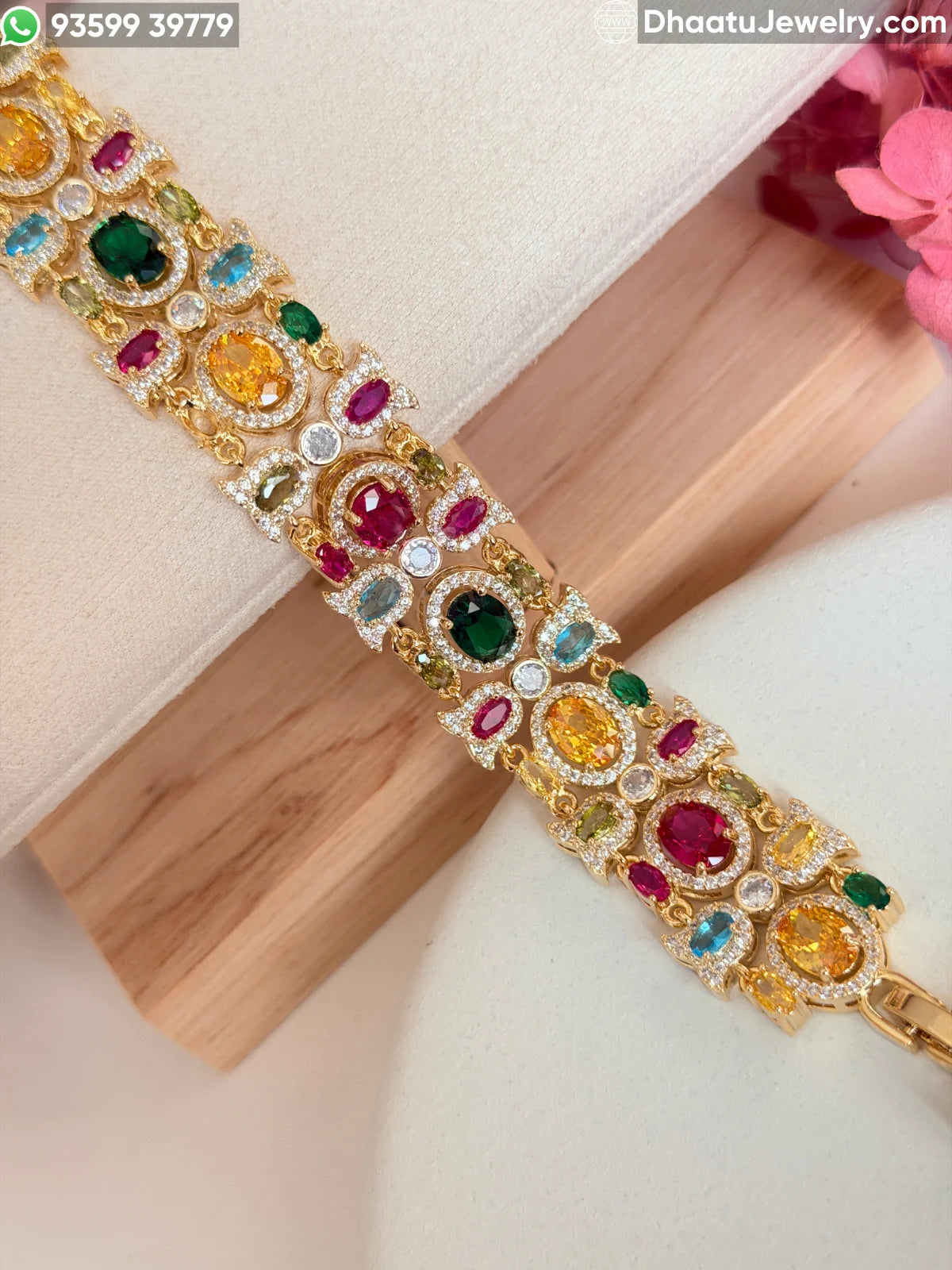 Victorian-Style Multi-Stone AD/CZ Statement Bracelet - Adjustable 18cm to 21cm - 4 Color Variants