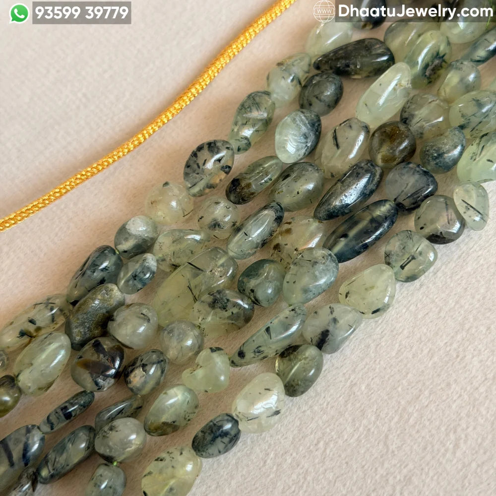 6-Layer Green Prehnite Natural Stone Beaded Statement Choker Necklace - 4.5cm Wide Handcrafted Adjustable Jewelry