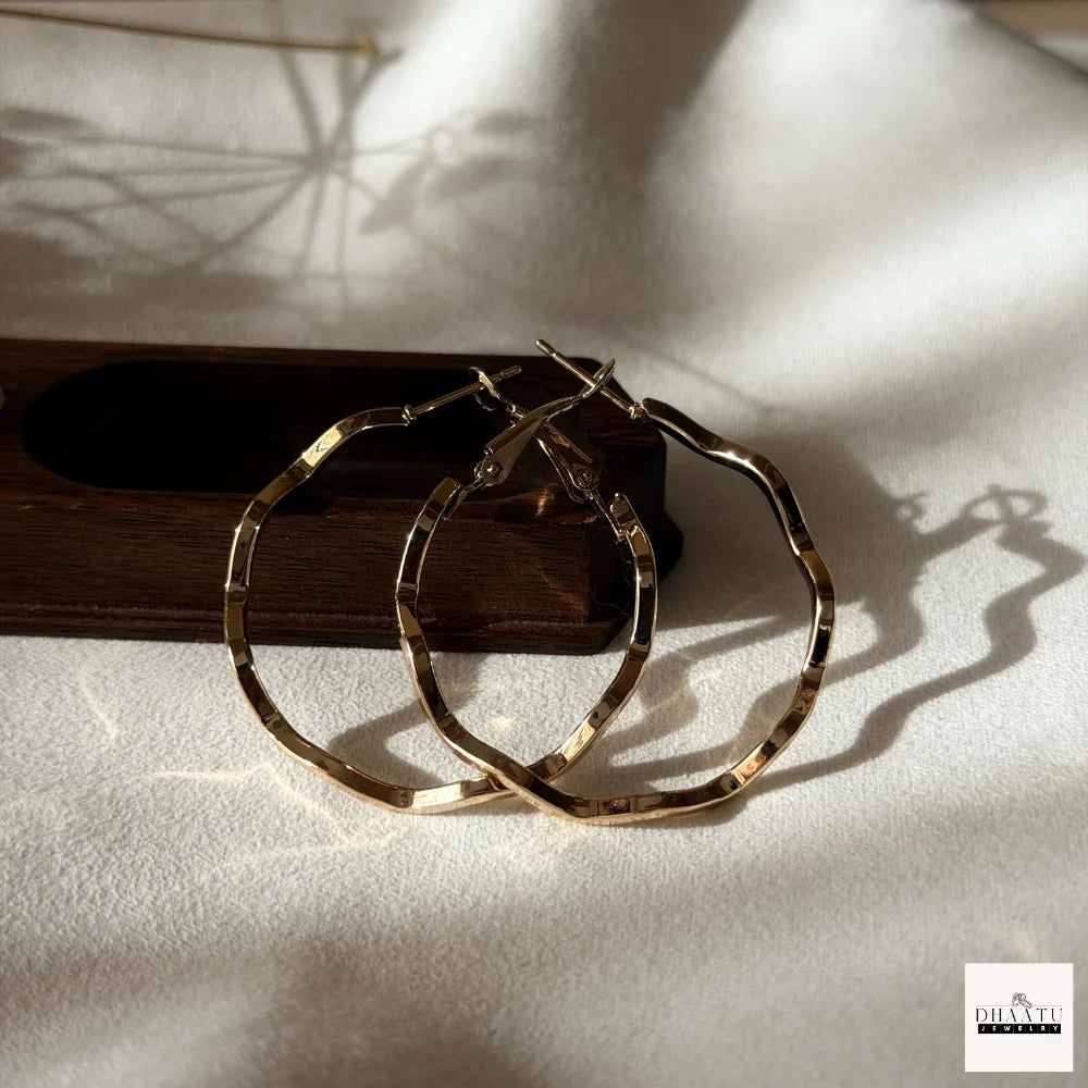 Chic Wave/Wavy Hoop Earrings for Women - Gold Plated & Silver Toned, Fashion Jewelry