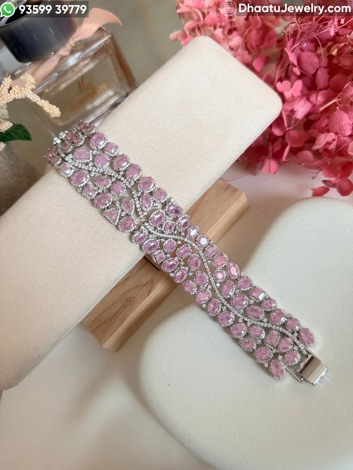 Multicolor Crystal Oval-Cut Statement Bracelet - 18cm to 21cm Extendable - Available in Pastel Pink, Emerald Green, Sapphire Blue, and Rainbow Mix