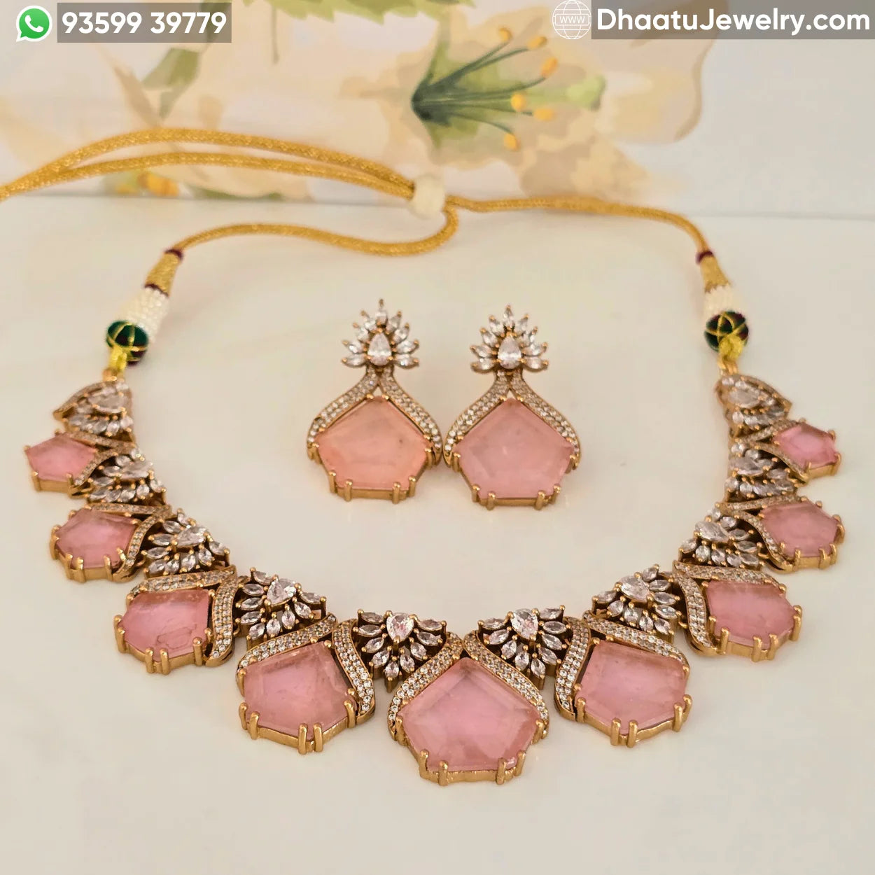 Pentagon Stone Kundan Polki Choker Set with Marquise Detailing