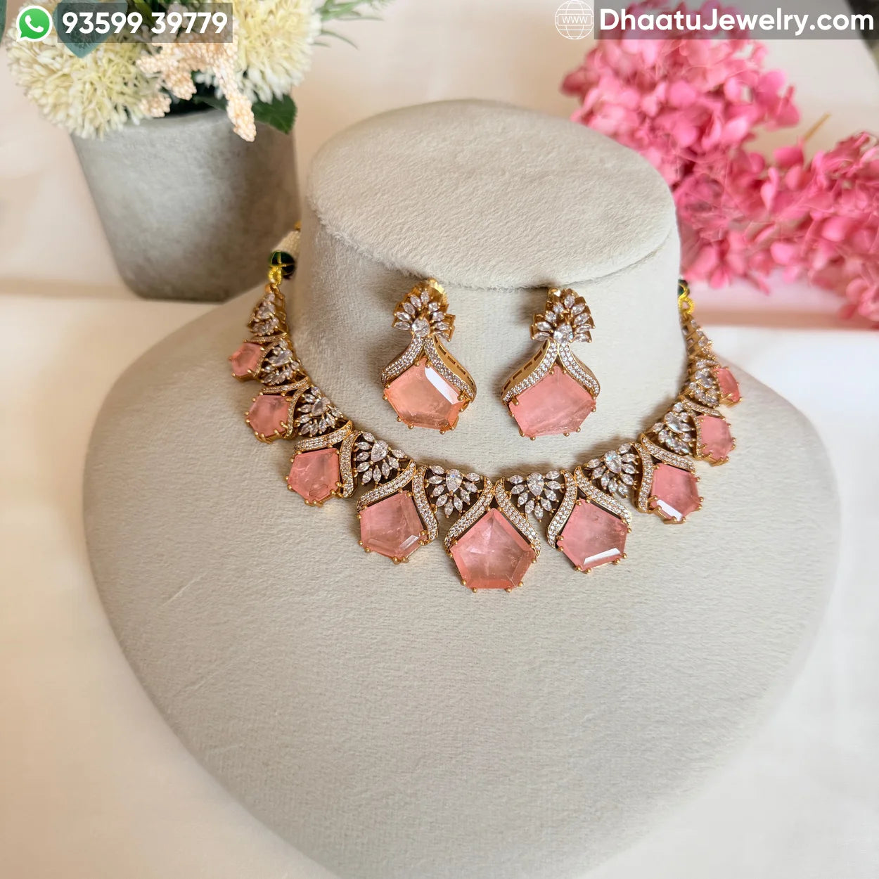 Pentagon Stone Kundan Polki Choker Set with Marquise Detailing