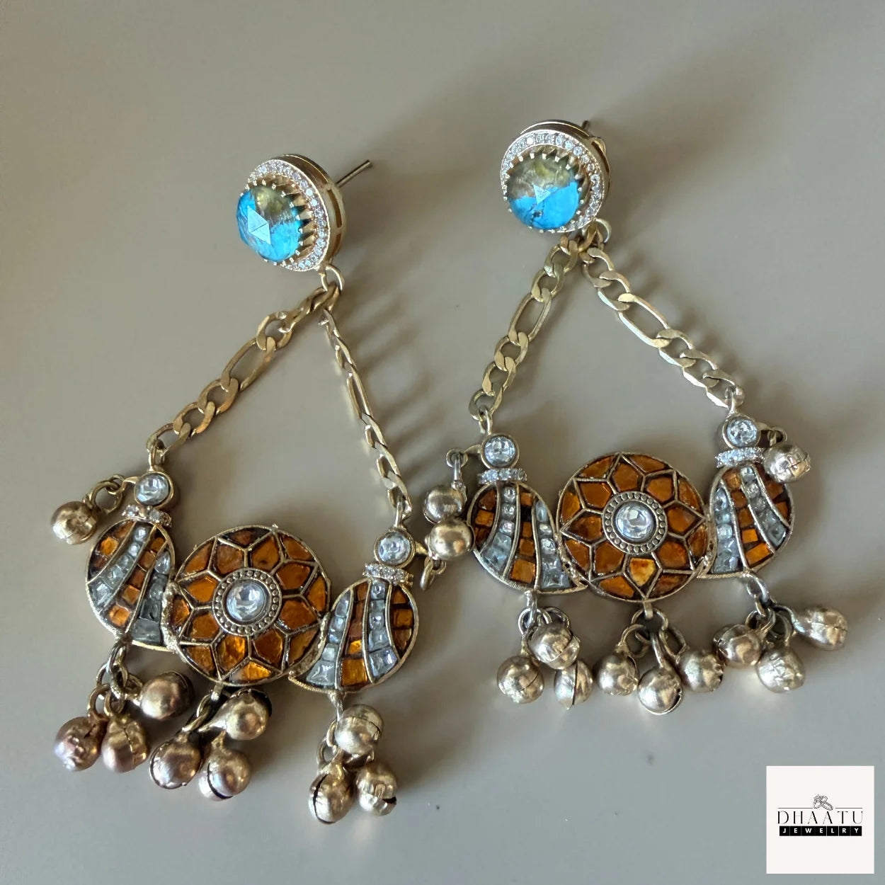 Handcrafted Meenakari & Turquoise Gold-Plated Fusion Choker Set with Peacock Motifs and Ghungroo Drops